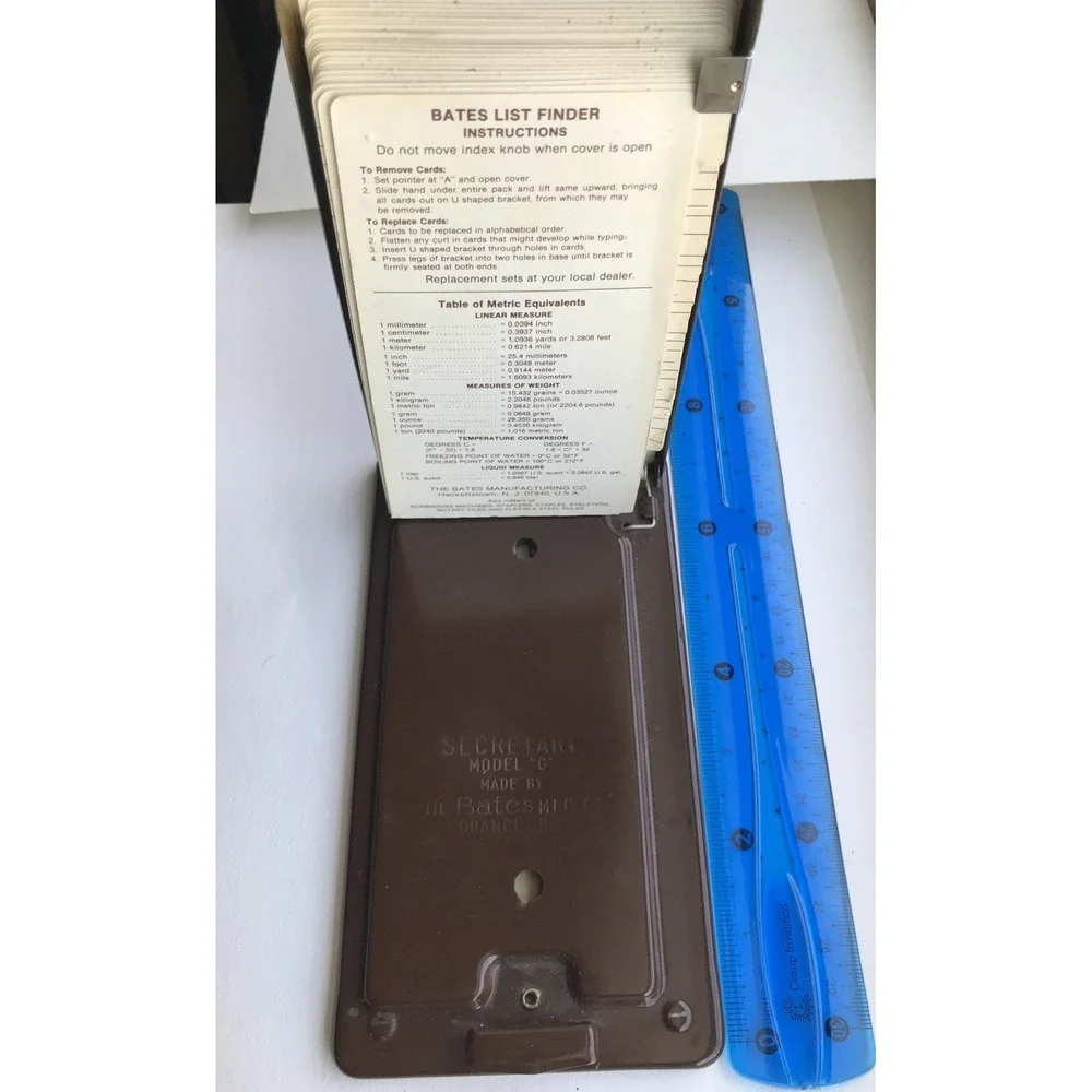Vintage Bates Secretary Model G Metal List Finder Flip Up Address Phone Book